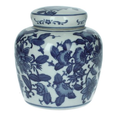 JK Home Décor - Βάζο Chinoiserie Πορσελάνη Με Καπάκι 11x11x13cm