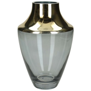 Vase Glass Gold 13x13x20cm