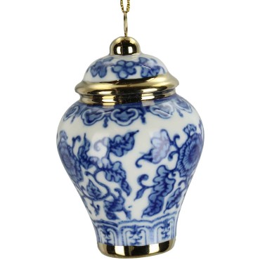 JK Home Décor - Στολίδι Βάζο Chinoiserie Μπλε 7.5cm