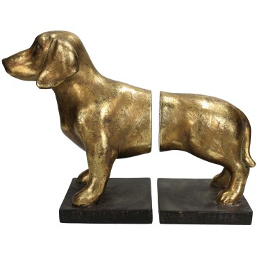 JK Home Décor - Book Stand Dog Polyresin Gold 29.2x12.2x21.2cm S/2