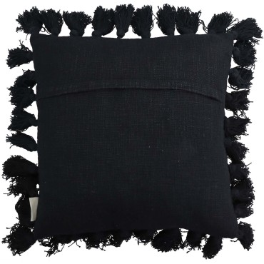 JK Home Décor - Cushion Tassels Cotton Black 45x45cm