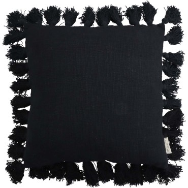JK Home Décor - Cushion TAssels Cotton Black 45x45cm