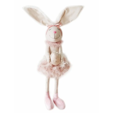 JK Home Décor - Κουνελίνα Καθιστή Ροζ 55cm