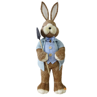 JK Home Décor - Grass Rabbit in Checkered Blue 100cm