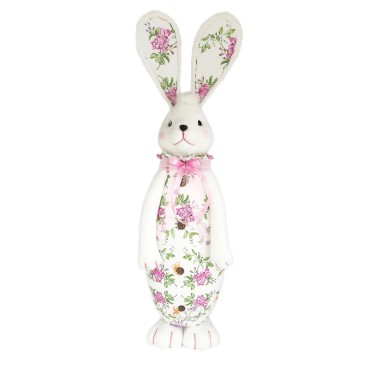 JK Home Décor - Foam Rabbit with Flowers in White 50cm
