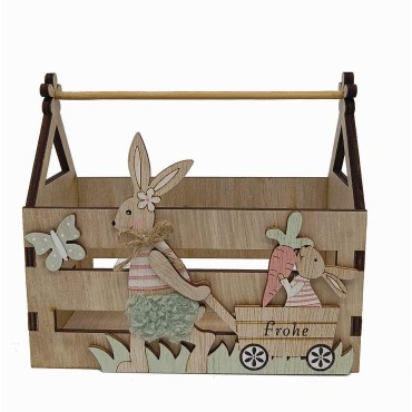 JK Home Décor - Καφάσι με Κουνελάκια από Ξύλο 15x7.5x13.5cm