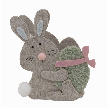 JK Home Décor - Καλάθι Τσόχινο με Κουνελάκι Γκρι 12.5x6.5x13.5cm