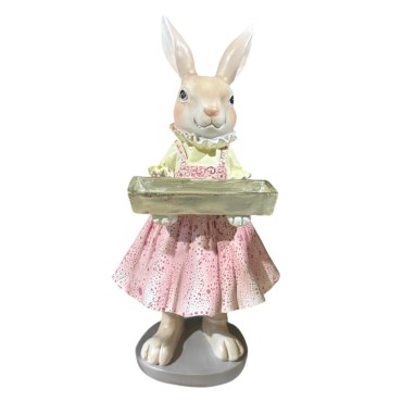 JΚ Home Decor - Λαγουδίνα με Δίσκος Πολυρεζίν 20cm