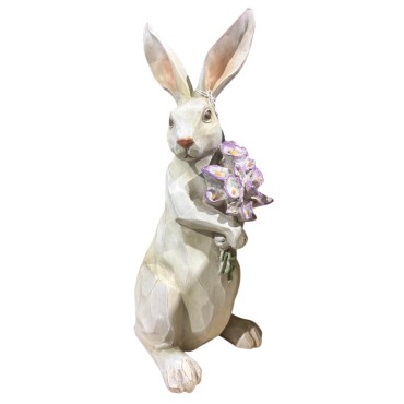 JΚ Home Decor - Λαγός με Λουλούδια Πολυρεζίν 37cm