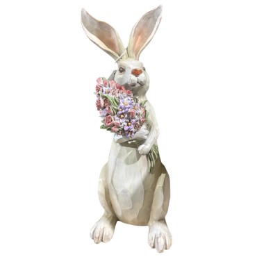 JΚ Home Decor - Λαγός με Λουλούδια Πολυρεζίν 37cm