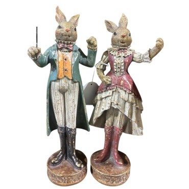 JΚ Home Decor - Λαγοί Ζευγάρι Μαέστροι Πολυρεζίν 31cm S/2