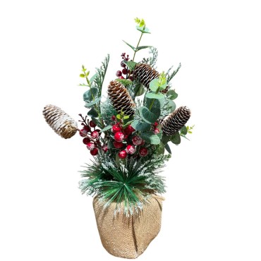 JK Home Décor - Επιτραπέζια Σύνθεση με Κουνουνάρια & Berries 50cm