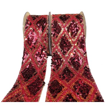 JK Home Décor - Κορδέλα Juliet With Bagging Loneta Foil σε Κόκκινο 10cm x 4.5m