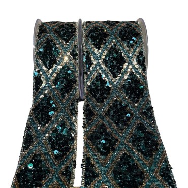 JK Home Décor - Κορδέλα Juliet With Bagging Loneta Foil σε Πράσινο 10cm x 4.5m