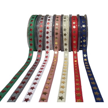 JK Home Décor - Κορδέλα Gro Shiny Stars σε Πράσινο 1.2cm x 18m