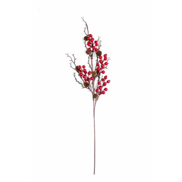 JK Home Décor - Κλαδί Berries με Κουκουνάρι 76cm