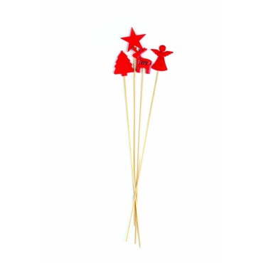 JK Home Décor - Stick with Tree-Angel-Reindeer-Star in Red S/8 8x45cm