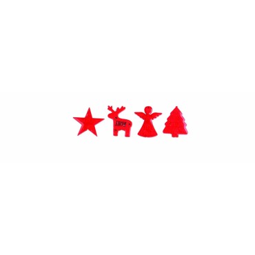 JK Home Décor - Tree-Angel-Reindeer-Star Ornaments in Red S/8 8cm