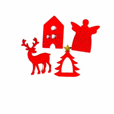 JK Home Décor - Tree-Angel-Reindeer-Home Ornaments in Red S/8 8cm