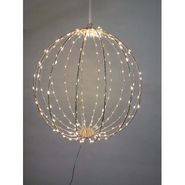 JK Home Décor - Μπάλα Μεταλλική Χρυσή 192LED WW 28cm