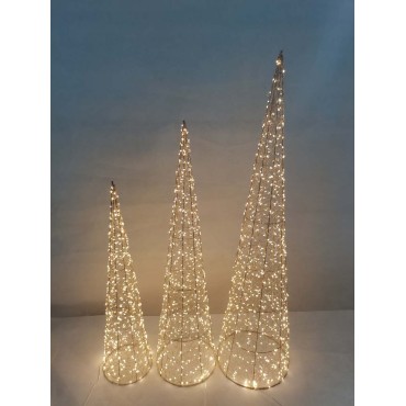JK Home Décor - Δέντρο Κώνος Μεταλλικό Χρυσό 720LED WW 30x30x120cm