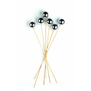 JK Home Décor - Στικ Μπάλα Ασημί S/6 6x45cm