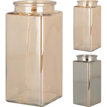 JK Home Décor - Βάζο Γυάλινο Τετράγωνο 10x21cm 2Σχδ