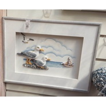 JΚ Home Décor - Ξύλινο Κάδρο με Γλάρους 40x30cm
