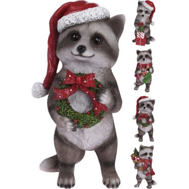 JK Home Décor - Raccoon Xmas Standing 31cm 4ASS