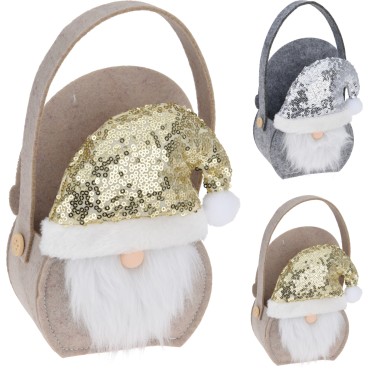 JK Home Décor - Bag Santa with Sequins hat 23cm