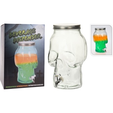 JK Home Décor - Beverage Dispenser Glass Skull