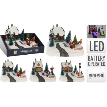 JΚ Home Décor - Παράσταση Χριστουγέννων LED & Κίνηση 14.5cm 3Σχδ