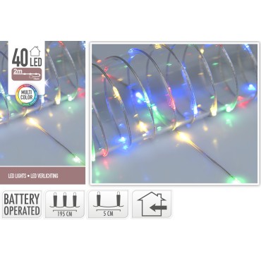 JΚ Home Décor - Λαμπάκια Εύκαμπτο Καλώδιο Διάφανο Multi 40LΕD