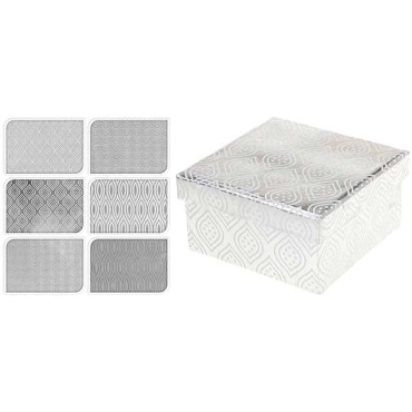 JK Home Décor - Giftbox 10x10x5cm Silver 6ASS