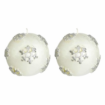 JΚ Home Décor - Κερί Μπάλα Ασημί S/2 7cm
