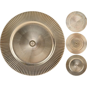 JK Home Décor - Πιατέλα από Μέταλλο Χρυσό 33cm 3Σχδ