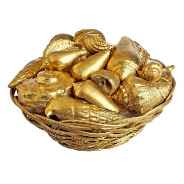 JK Home Décor - Gold Shells In Basket