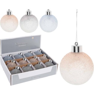 JK Home Décor - Xmas Ball Glass LED 8cm 3ASS
