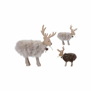 JK Home Décor - Reindeer with Fur 25cm 2ASS