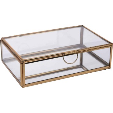 JK Home Décor - Jewelry Box Glass 20x13cm Gold