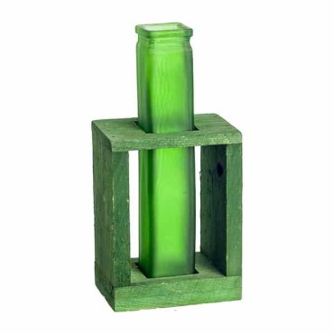 JK Home Décor - Wooden Stand with Vase in Green