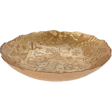 JK Home Décor - Bowl Glass 30cm Xmas Gold