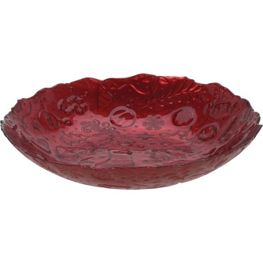 JK Home Décor - Bowl Glass 30cm Xmas Red