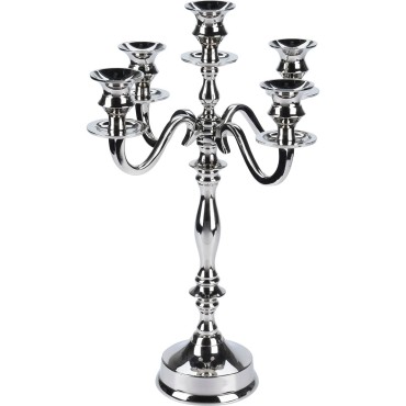 JK Home Décor - Κηροπήγιο Αλουμινίου Ασημί 5-Θέσεων 27x39.5cm
