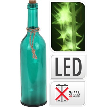 JK Home Décor - Bottle with LED 29cm Green