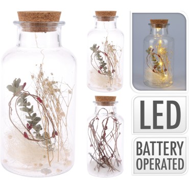 JK Home Décor - Jar with Dry Flowers LED 21cm