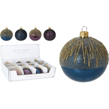JΚ Home Décor - Μπάλα Γυάλινη με Glitter 8cm 4Σχδ