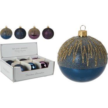JΚ Home Décor - Μπάλα Γυάλινη με Glitter 10cm 4Σχδ