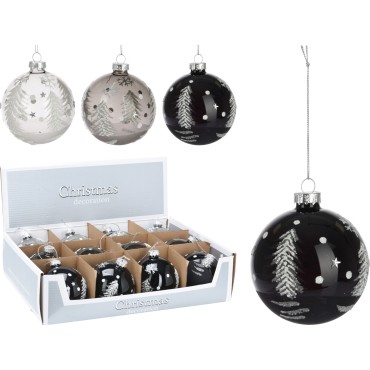JΚ Home Décor - Μπάλα Γυάλινη με Δεντράκι 3Σχδ 8cm