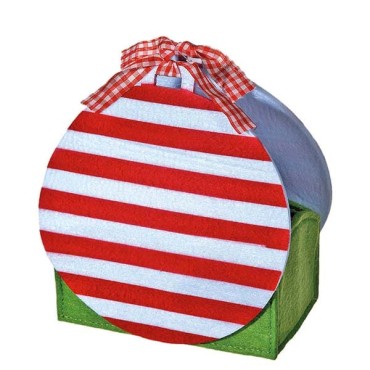 JK Home Décor - Fabric Xmas Bag  Cream-Red 22x10x10cm